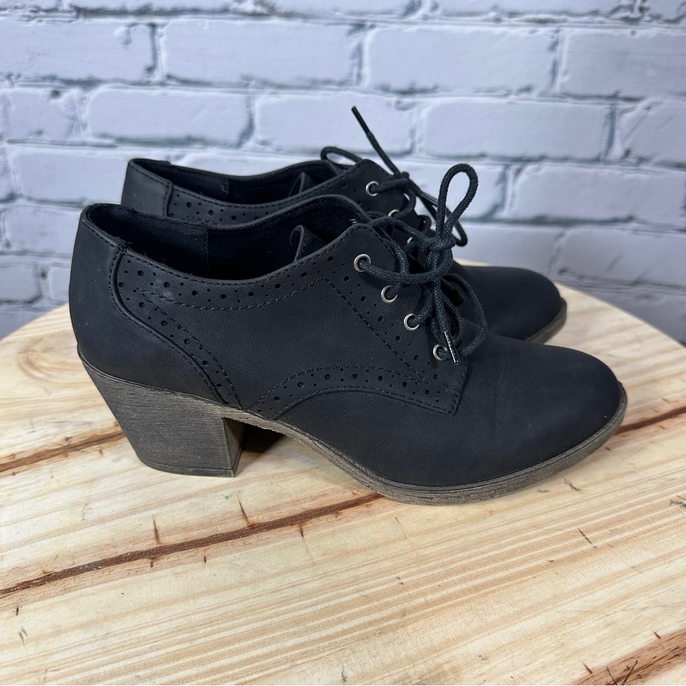 Rocket Dog Selina Chunky Heel Oxford Shoes Black Booties Lace Up Women’s Size 9 - Picture 3 of 12